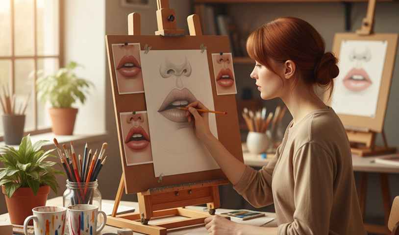 Рисуем женский рот